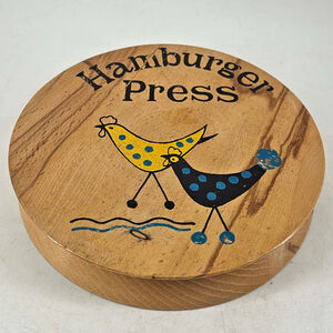 Vintage Nevco Wooden Wood Hamburger Press MCM chickens Japan